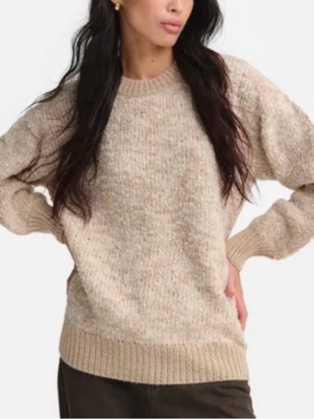 MATE the Label: Soft Beige Alpaca Crewneck Sweater